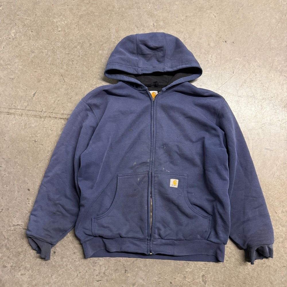 Carhartt J149 NVY Mens Navy Thermal Lined Full Zip Hoodie Jacket Large Regular
